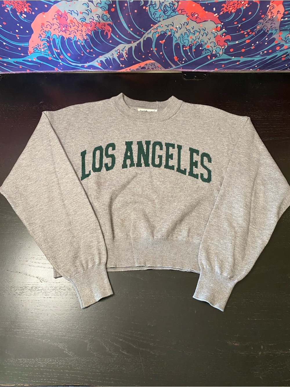 Charlotte Russe Gray Ribbed Crewneck Sweatshirt